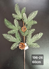 Crenguțe artificiale de brad cu conuri, 60 cm, set 10 bucăți